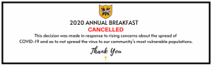 Breakfast event cancelled